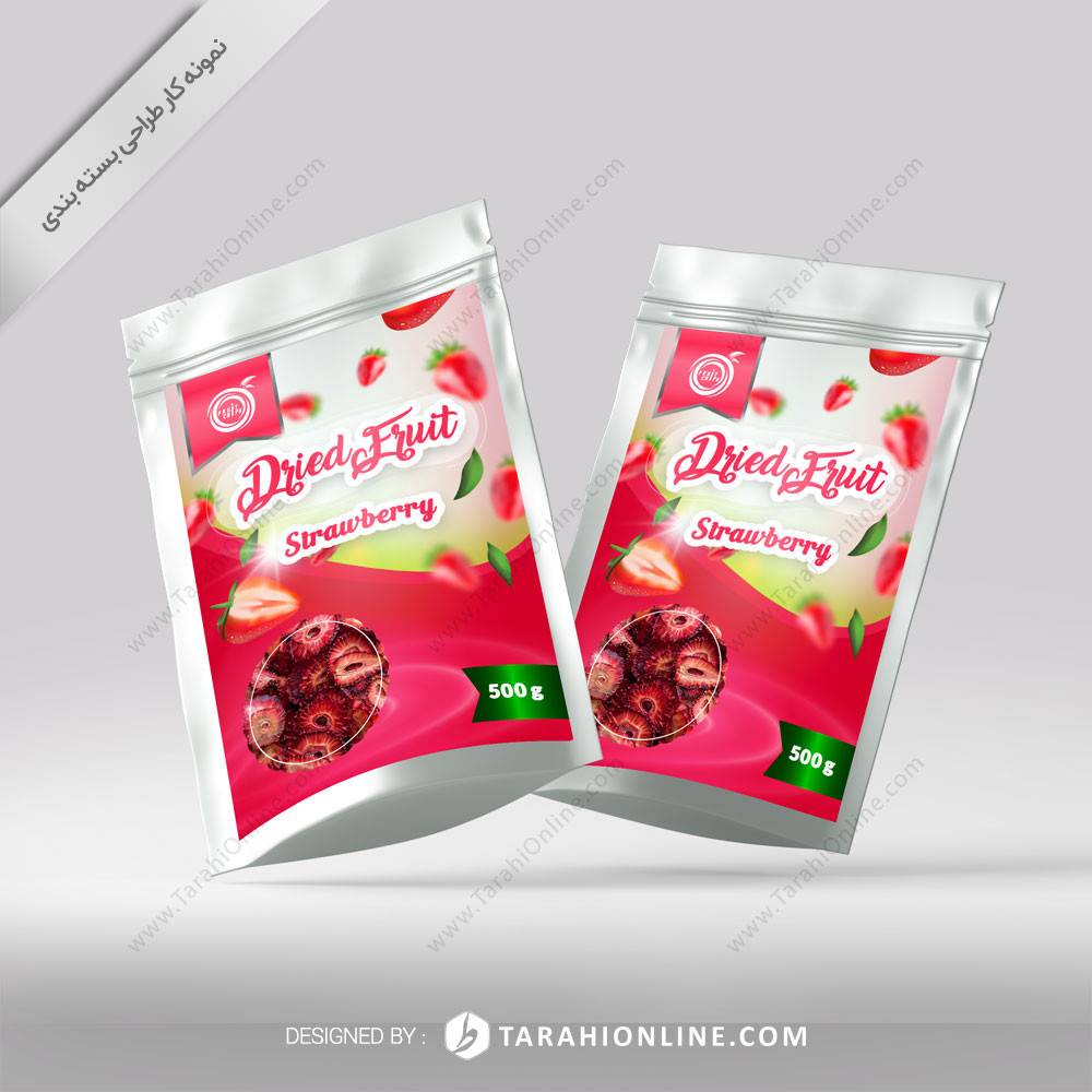 طراحی بسته بندی میوه خشک شده - توت فرنگی 1